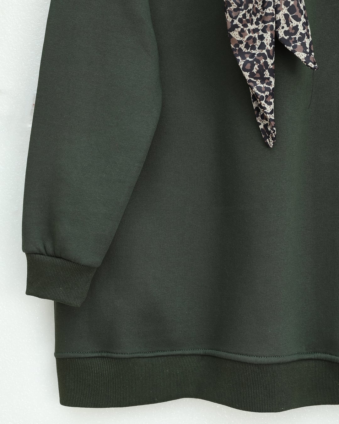 Leopard Emblem 3-Thread Sweatshirt with Scarf Detail - Khaki - Podyumplus - by Peralane - photo 6