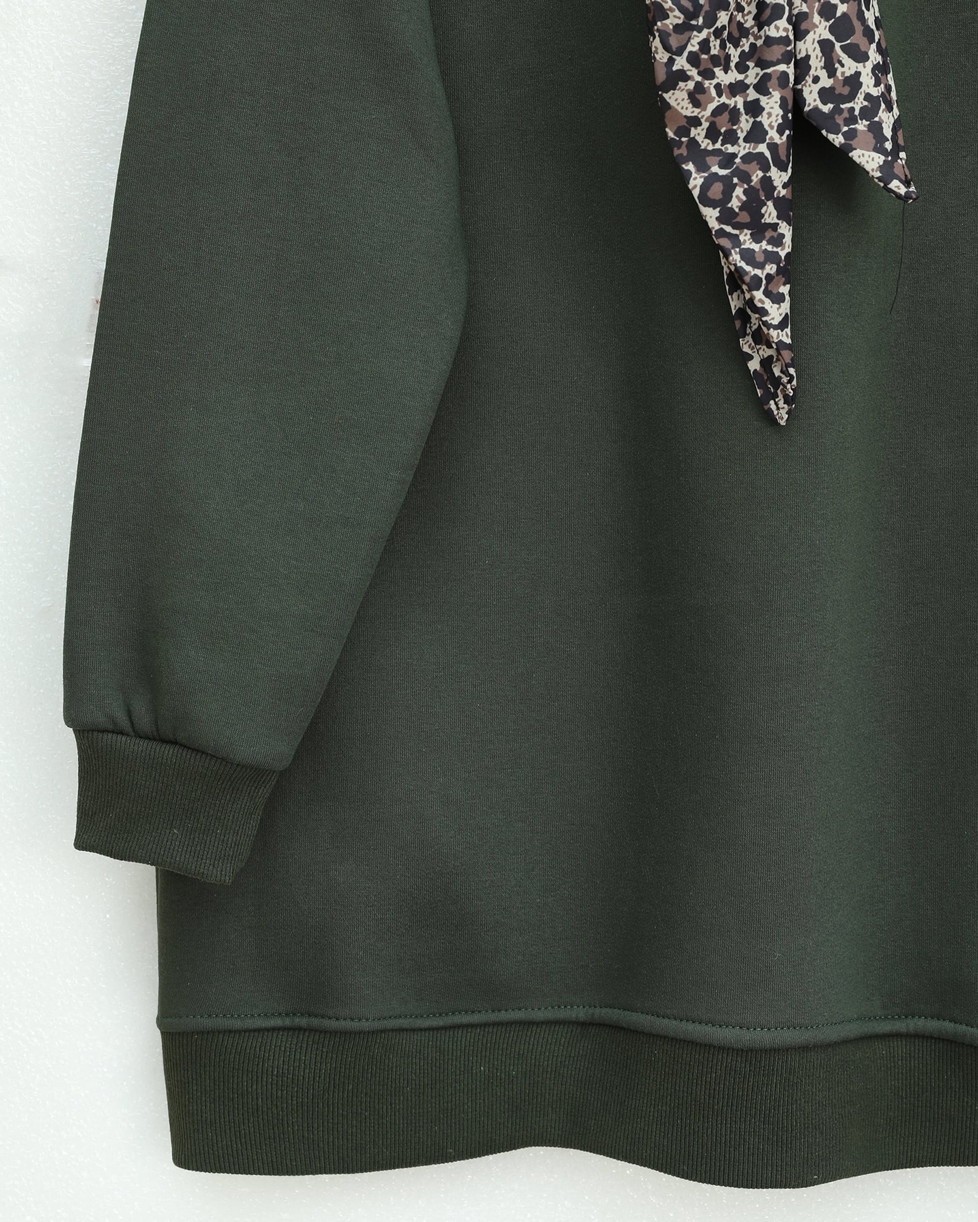 Leopard Emblem 3-Thread Sweatshirt with Scarf Detail - Khaki - Podyumplus - by Peralane - photo 6
