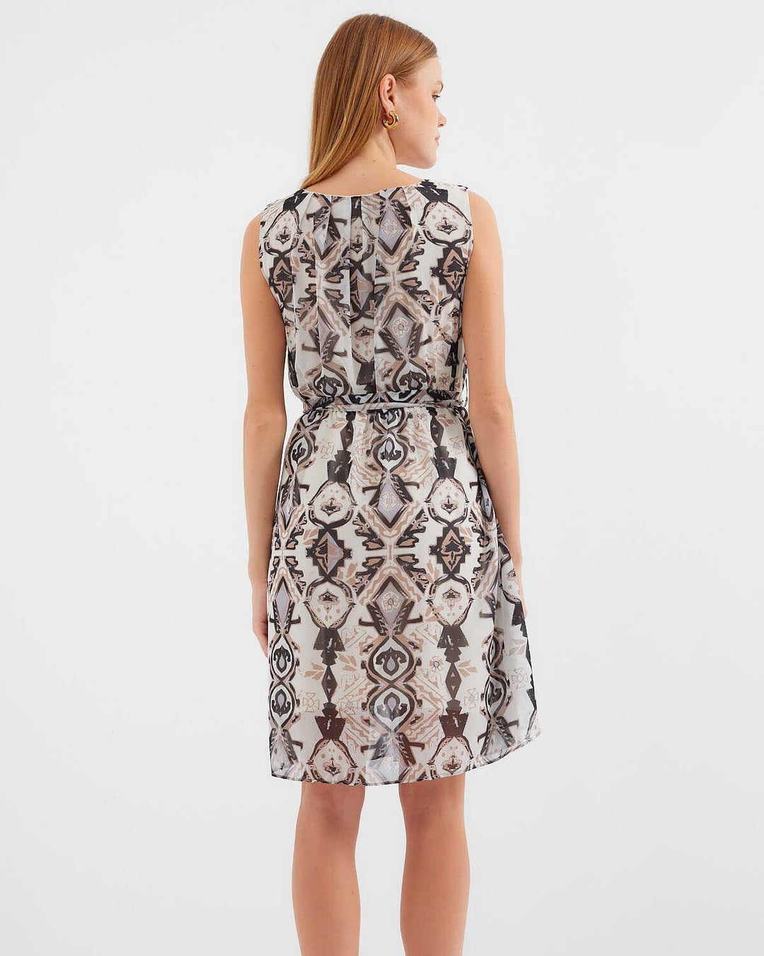 Patterned Sleeveless Chiffon Dress - Black - Bigdart - by Peralane - photo 4