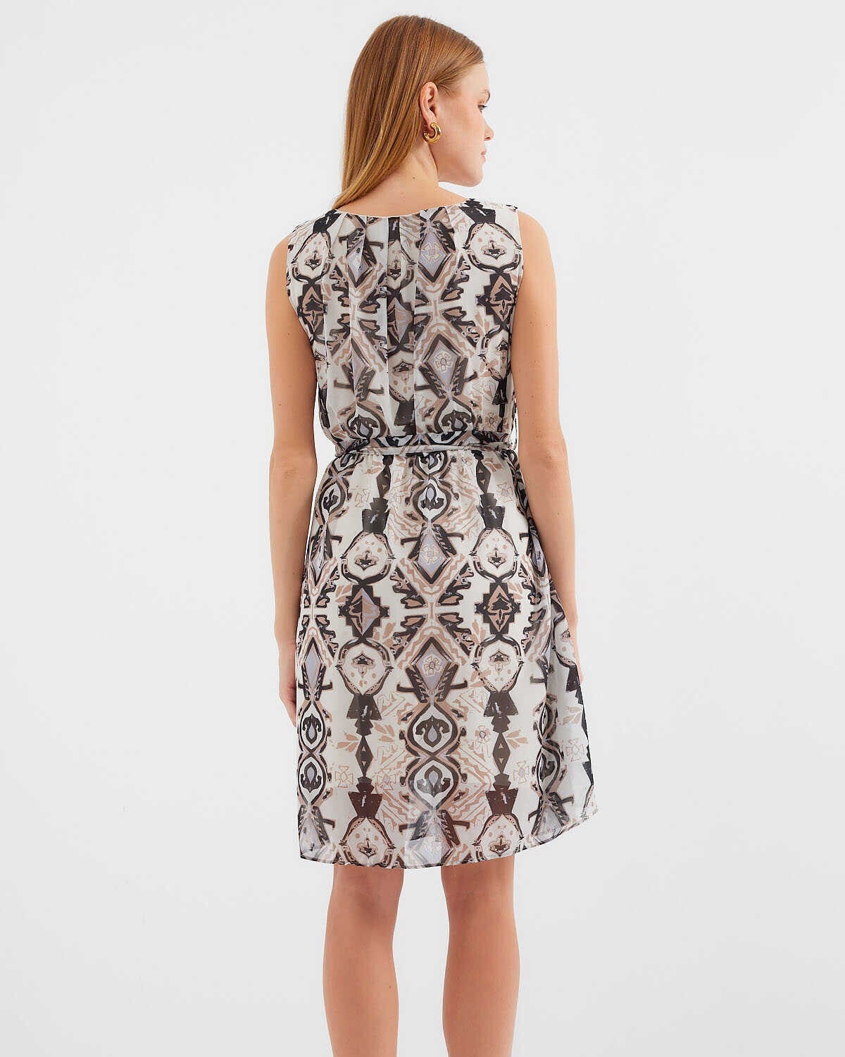 Patterned Sleeveless Chiffon Dress - Black - Bigdart - by Peralane - photo 4
