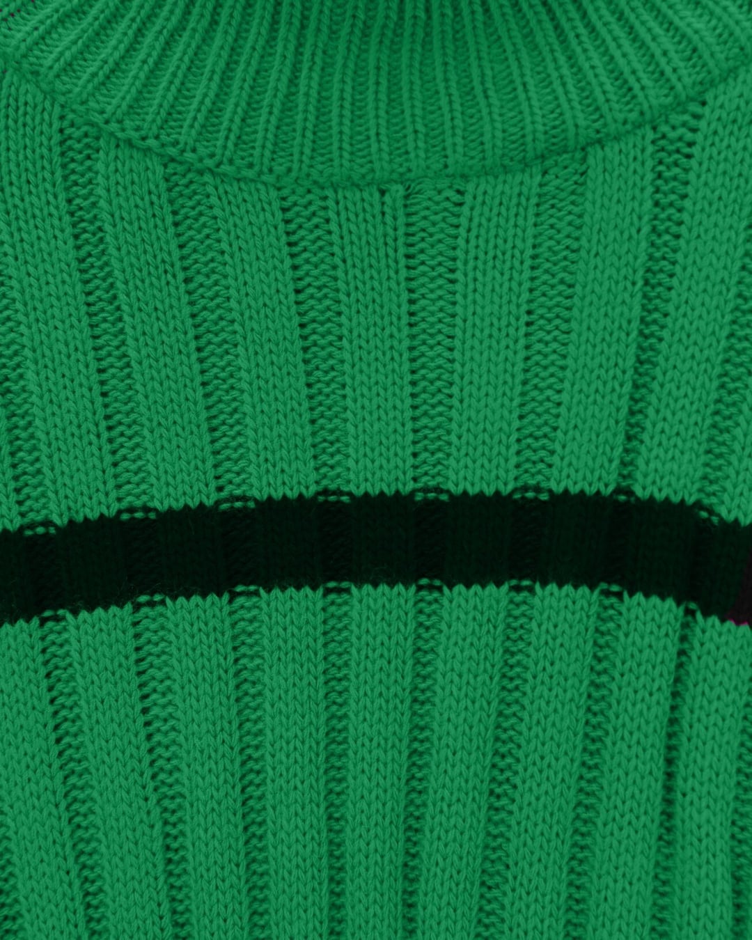 Striped Knit Sweater with Drop Shoulder Sleeves - Forest Green - Podyumplus - by Peralane - photo 4