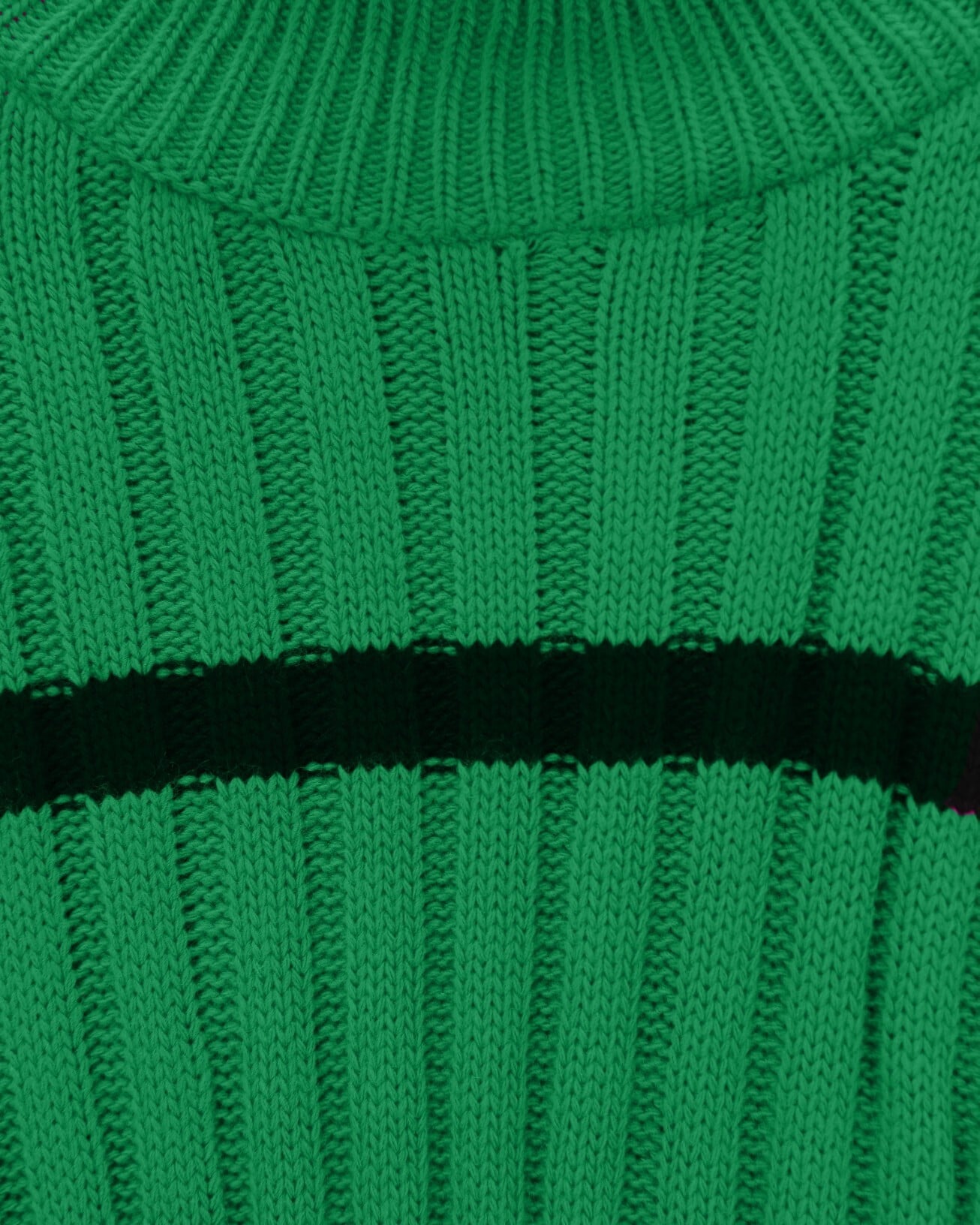 Striped Knit Sweater with Drop Shoulder Sleeves - Forest Green - Podyumplus - by Peralane - photo 4