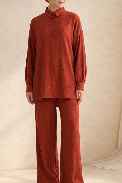 Women's Knit Modest Co-ord Set 6711 - Rust - Bigdart - by Peralane