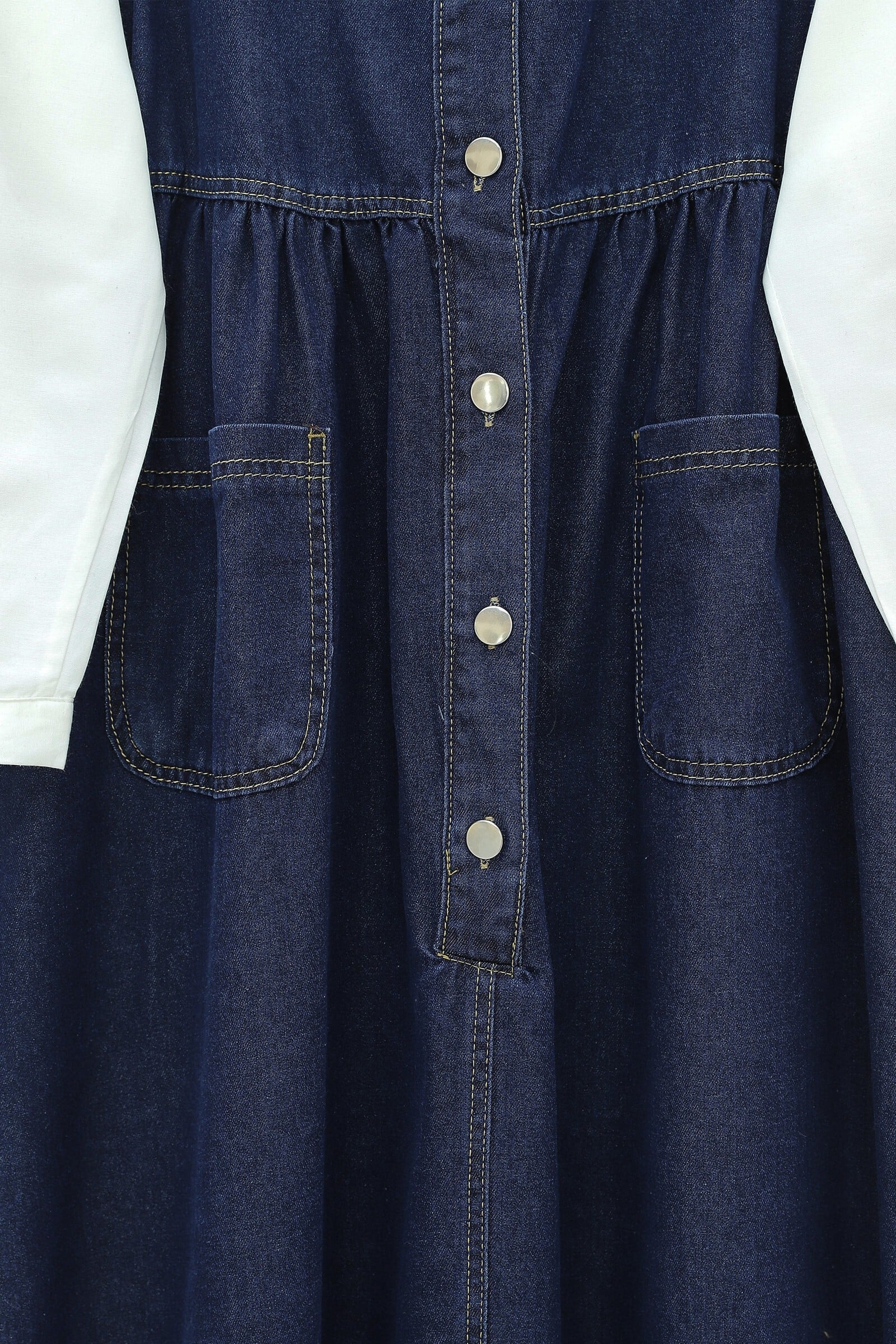 Half Button Double Pocket Sleeveless Denim Jumpsuit - Navy - Podyumplus - by Peralane - photo 6