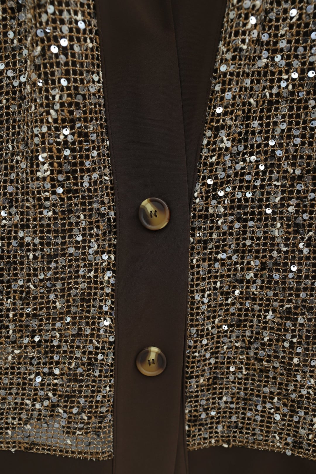 Sequin Mesh Cardigan 3-Piece Set - Brown - Podyumplus - by Peralane - photo 6