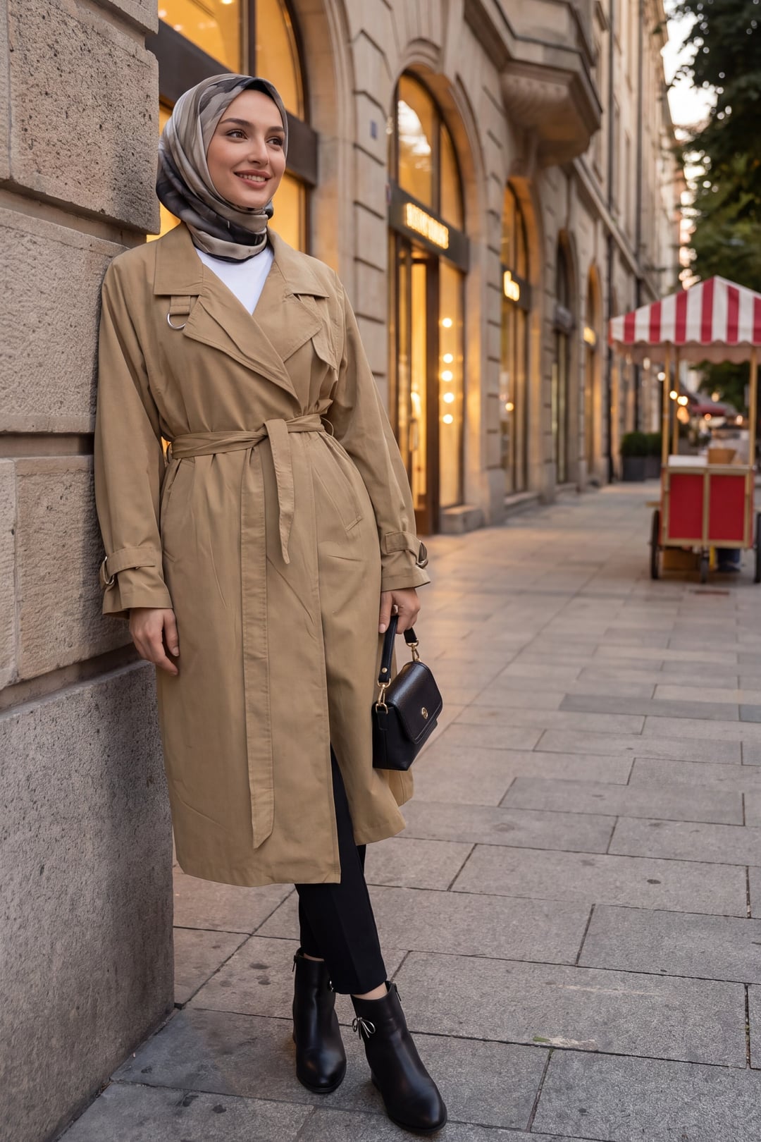Double-Breasted Belted Lined Trench Coat - Beige - Podyumplus - by Peralane