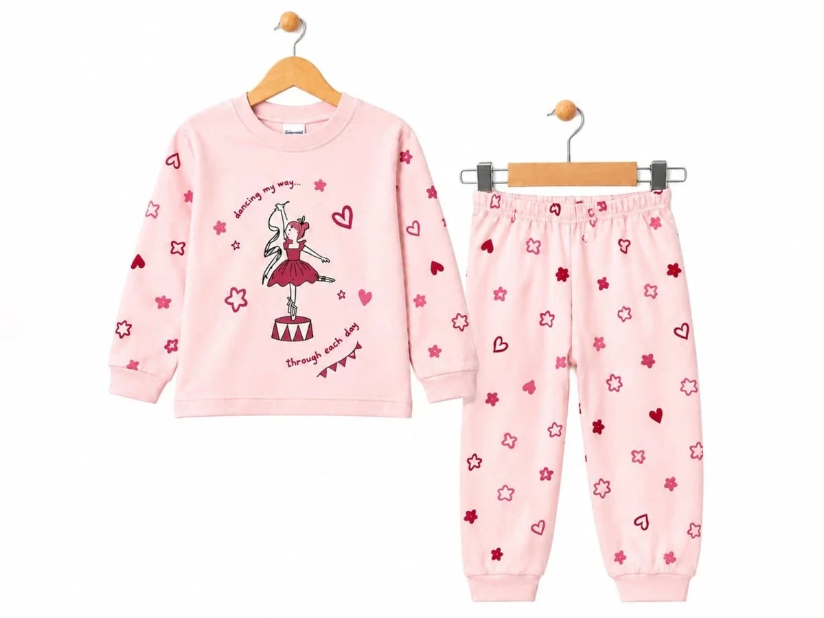 Girls' Ballerina Print Pajama Set - Light Pink - Supermini - by Peralane