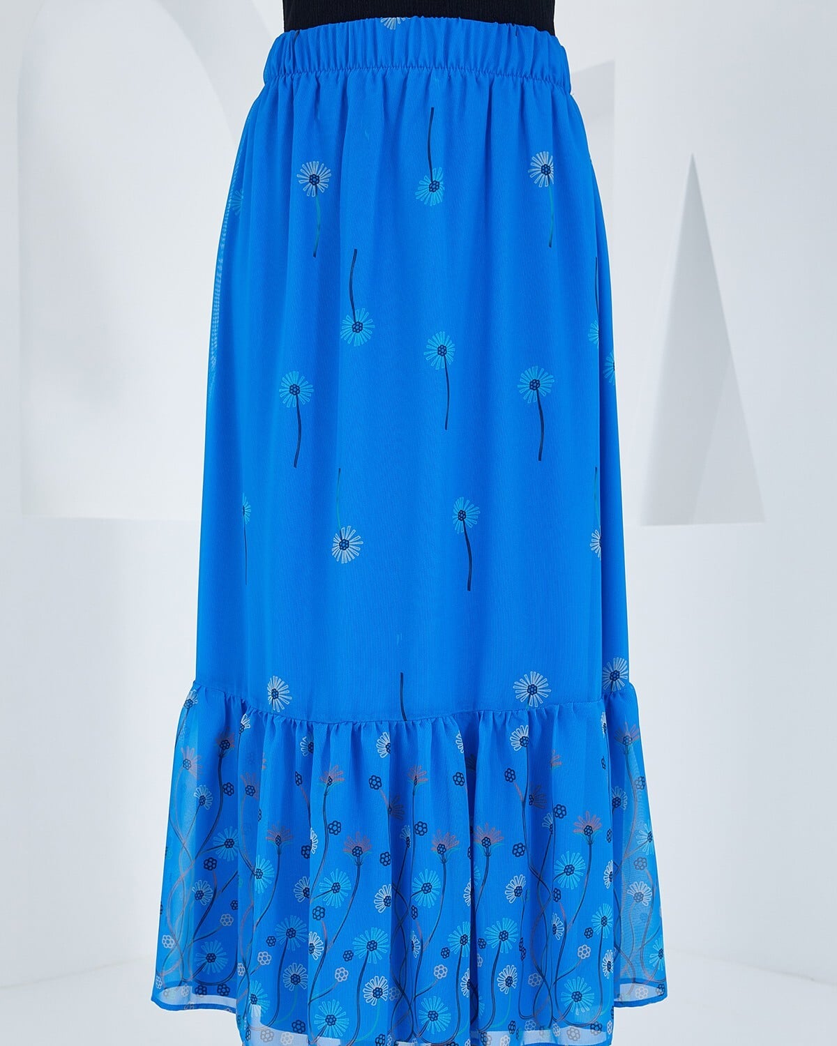 Women's Bright Blue Dandelion Print Chiffon Skirt - Bigdart - by Peralane