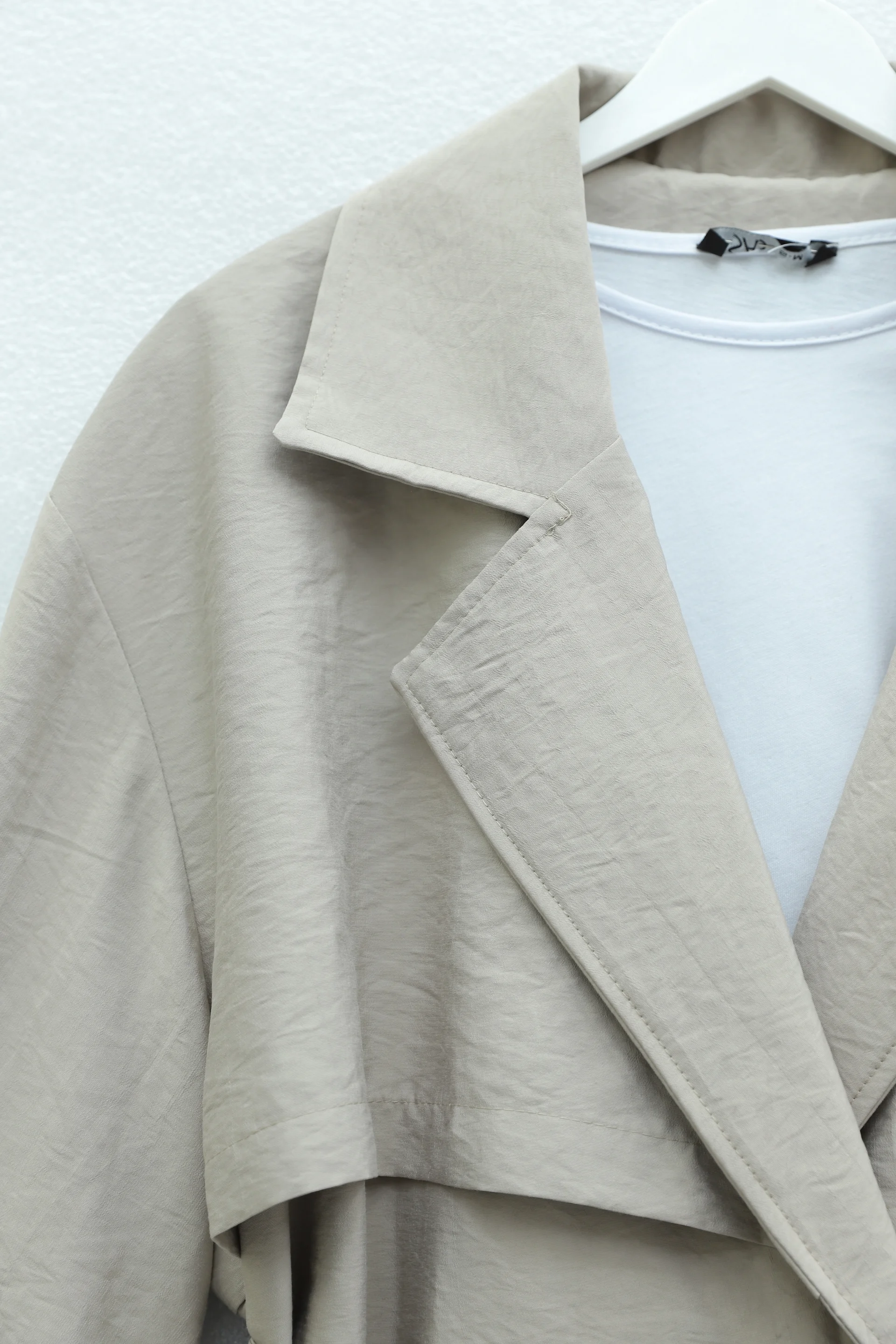 Belted Double-Breasted Trench Coat with Epaulettes and Pockets - Stone - Podyumplus - by Peralane - photo 6