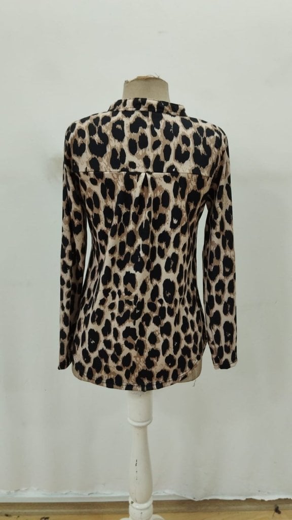 Women's Long Sleeve Leopard Print Quarter-Zip Blouse - Janes - by Peralane - photo 6