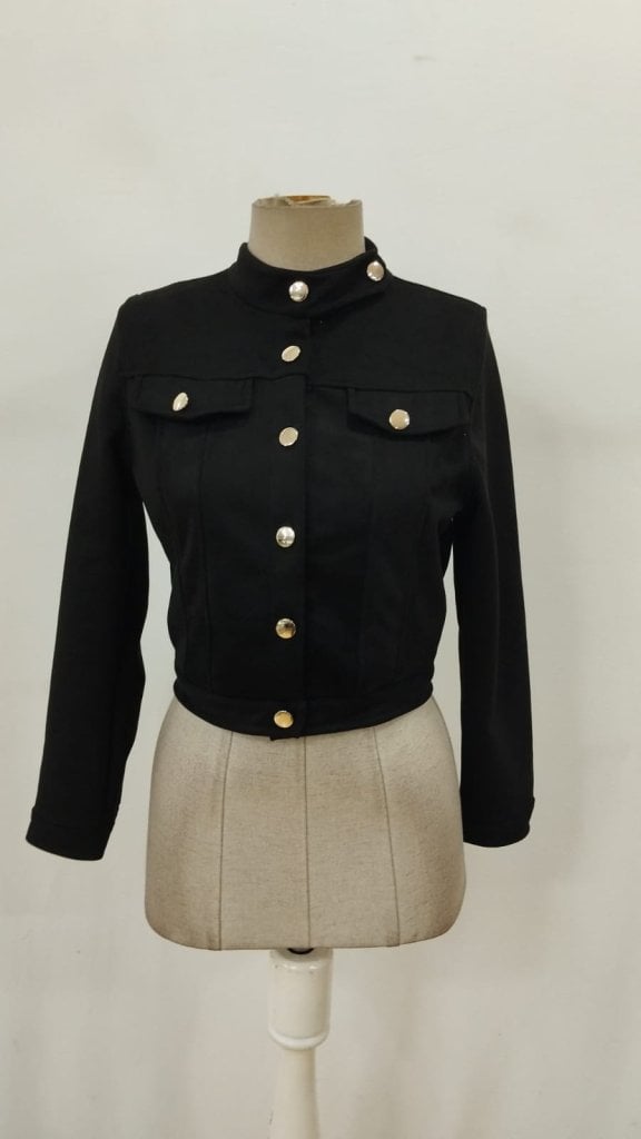 Women's Long Sleeve Suede Short Jacket with Front and Collar Buttons - Janes - by Peralane - photo 4