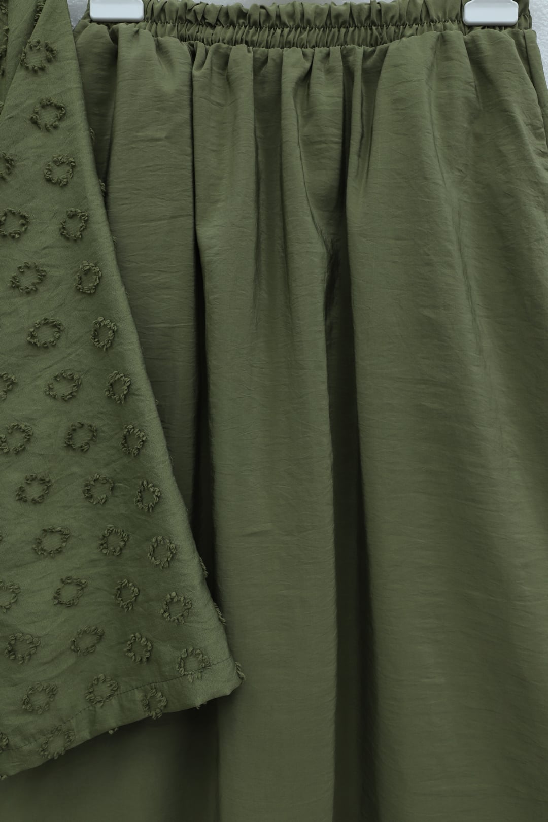 Olive Green Jacquard Modest Set with Belted Jacket and Maxi Skirt - Podyumplus - by Peralane - photo 6