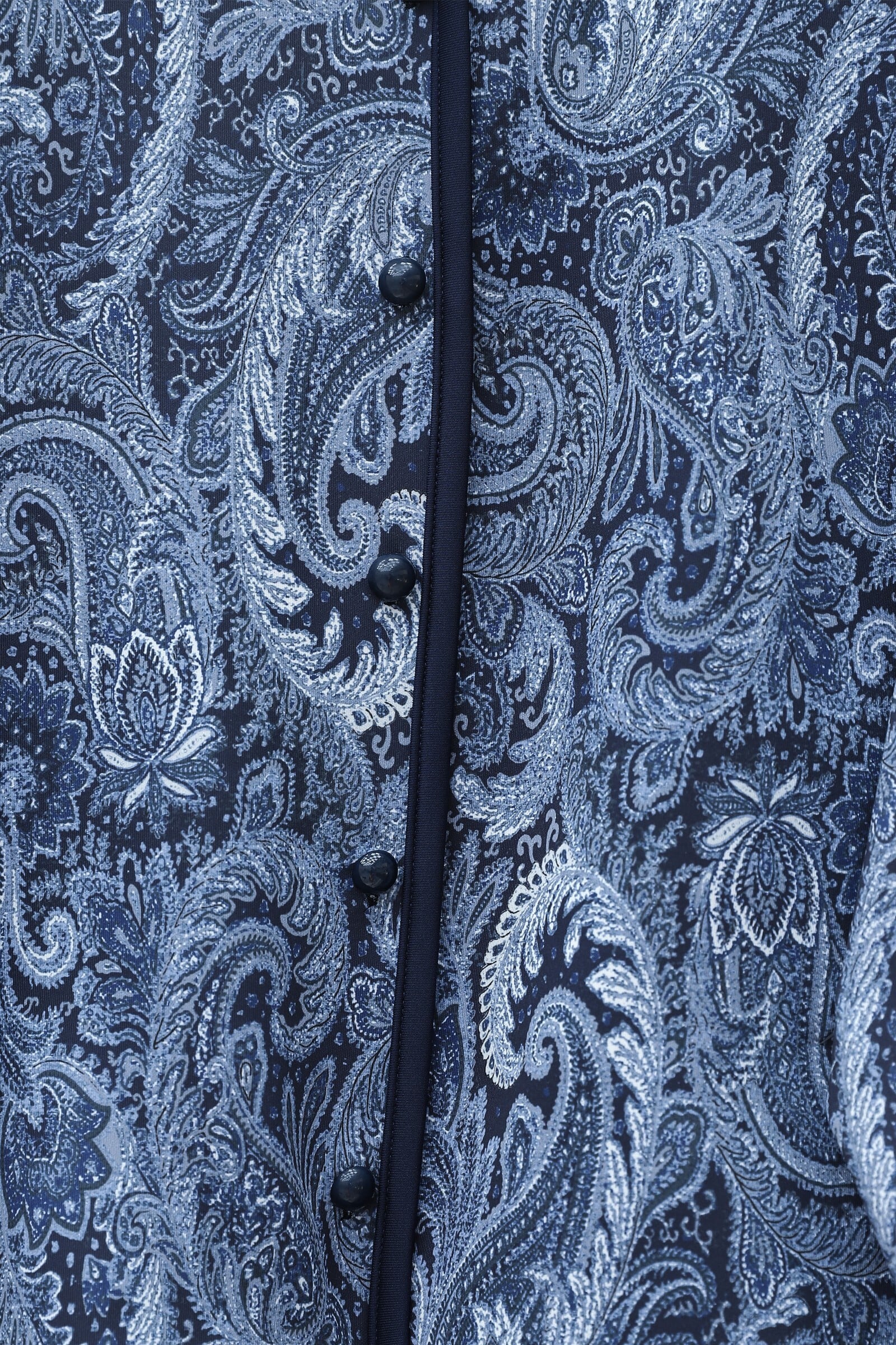 Navy Blue Ethnic Print Scuba Two-Piece Set with Jacket and Skirt - Podyumplus - by Peralane - photo 5