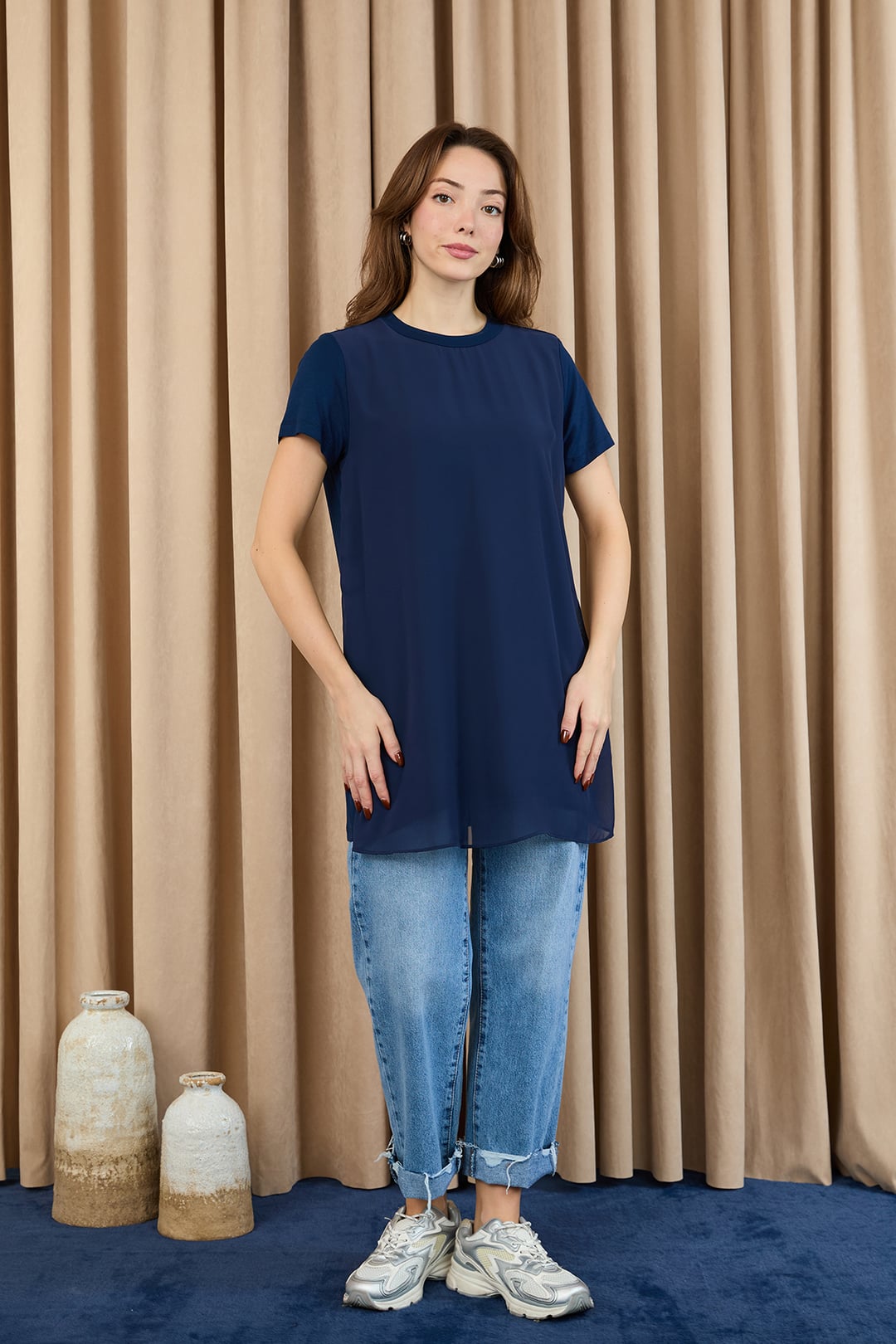 Women's Basic Long Tunic Navy - 10271TUN - Puane - by Peralane - photo 2