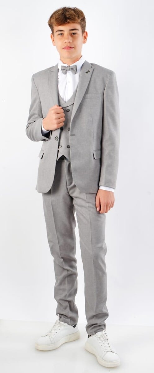 Boys' 3-Piece Suit Set with Bow Tie - Light Grey (Sizes 1-4Y) - Terry - by Peralane