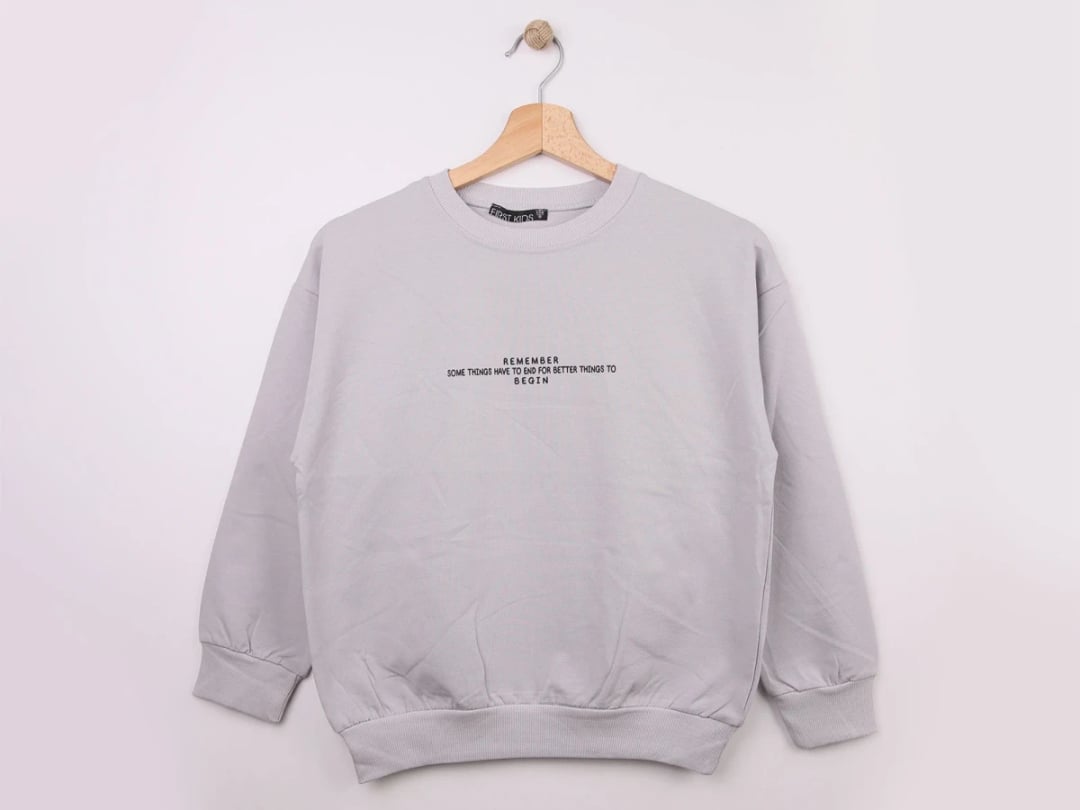 Remember Print Boys' Sweatshirt - Light Grey (Pack of 4) - First Kids - by Peralane