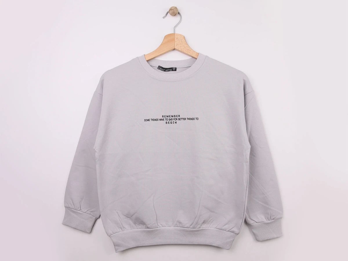 Remember Print Boys' Sweatshirt - Light Grey (Pack of 4) - First Kids - by Peralane