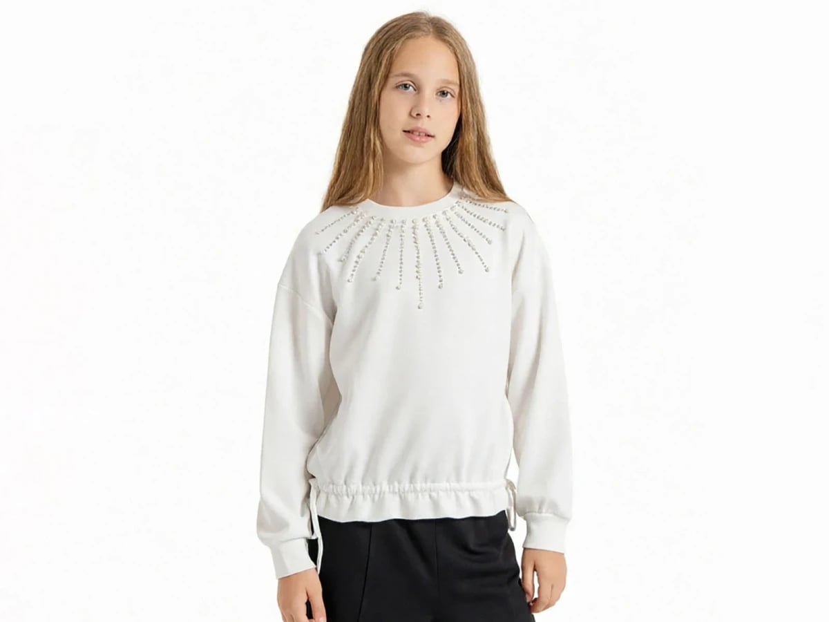 Girls' Rhinestone Sunburst Sweatshirt - ÖZ Bebe - by Peralane