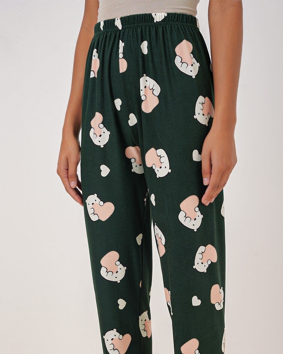 Patterned Pajama Bottoms for Women - Emerald Green - Bigdart - by Peralane - photo 3