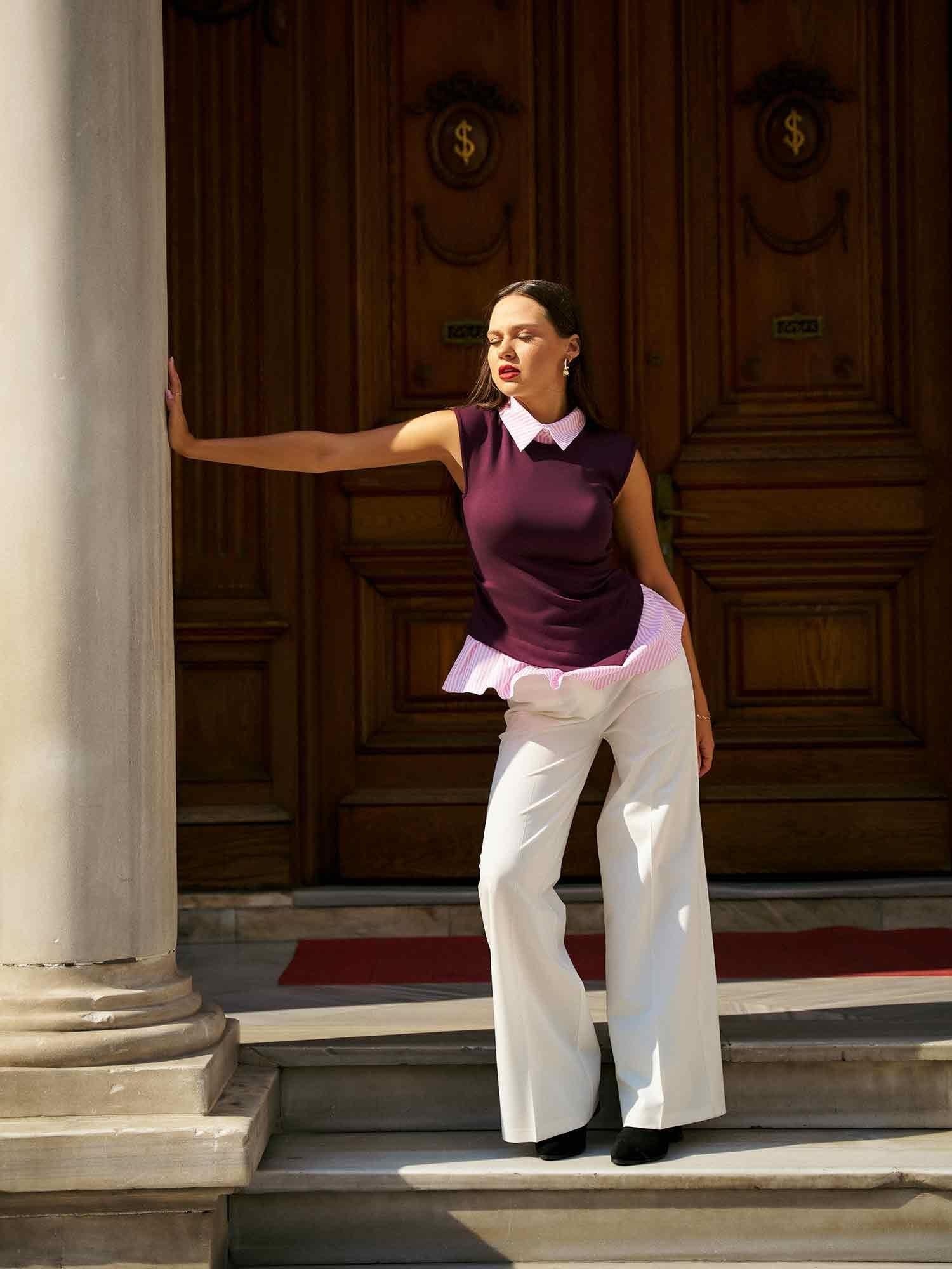 Layered Sleeveless Blouse with Shirt Detail - Lefon - by Peralane - photo 4