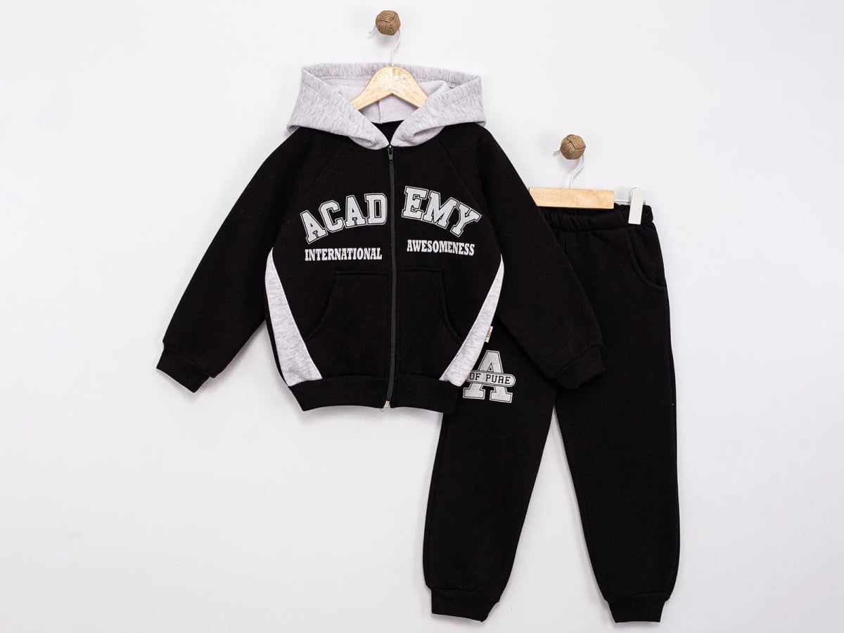 Academy Printed Zip-Up Hoodie and Trousers Set for Boys - Feely Kids - by Peralane