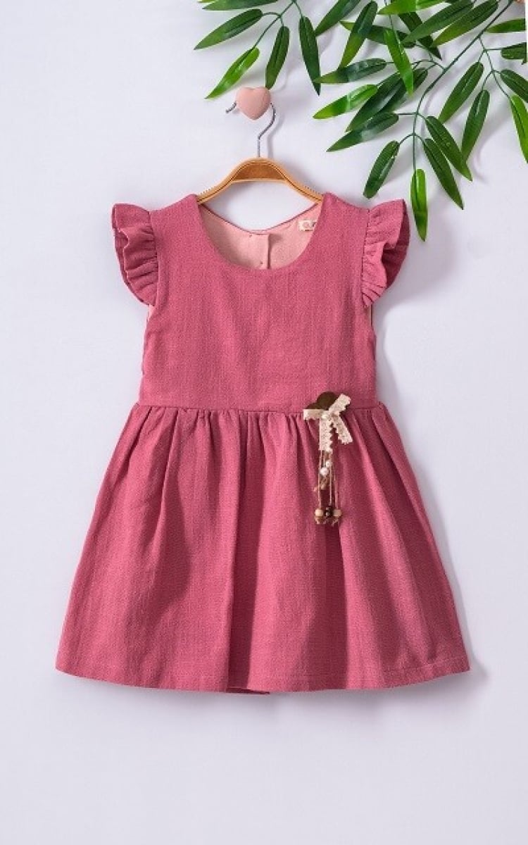 Girl's Linen Dress with Back Tie Detail - Pack of 4 - Busra Bebe - by Peralane