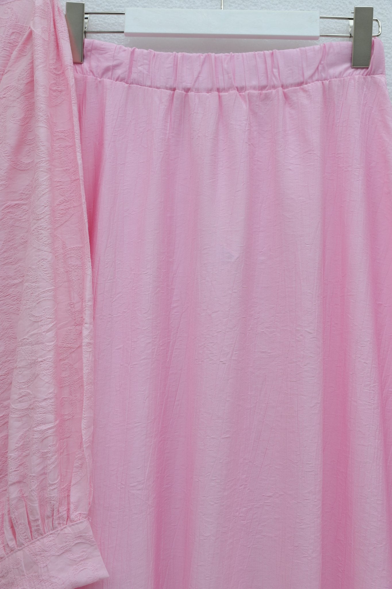 Pink Jacquard Modest Set with Stone Button Detail and Tie Waist - Podyumplus - by Peralane - photo 5