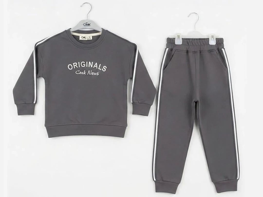 Striped Pattern 3-Thread Brushed Boys' Tracksuit Set - CMK - by Peralane