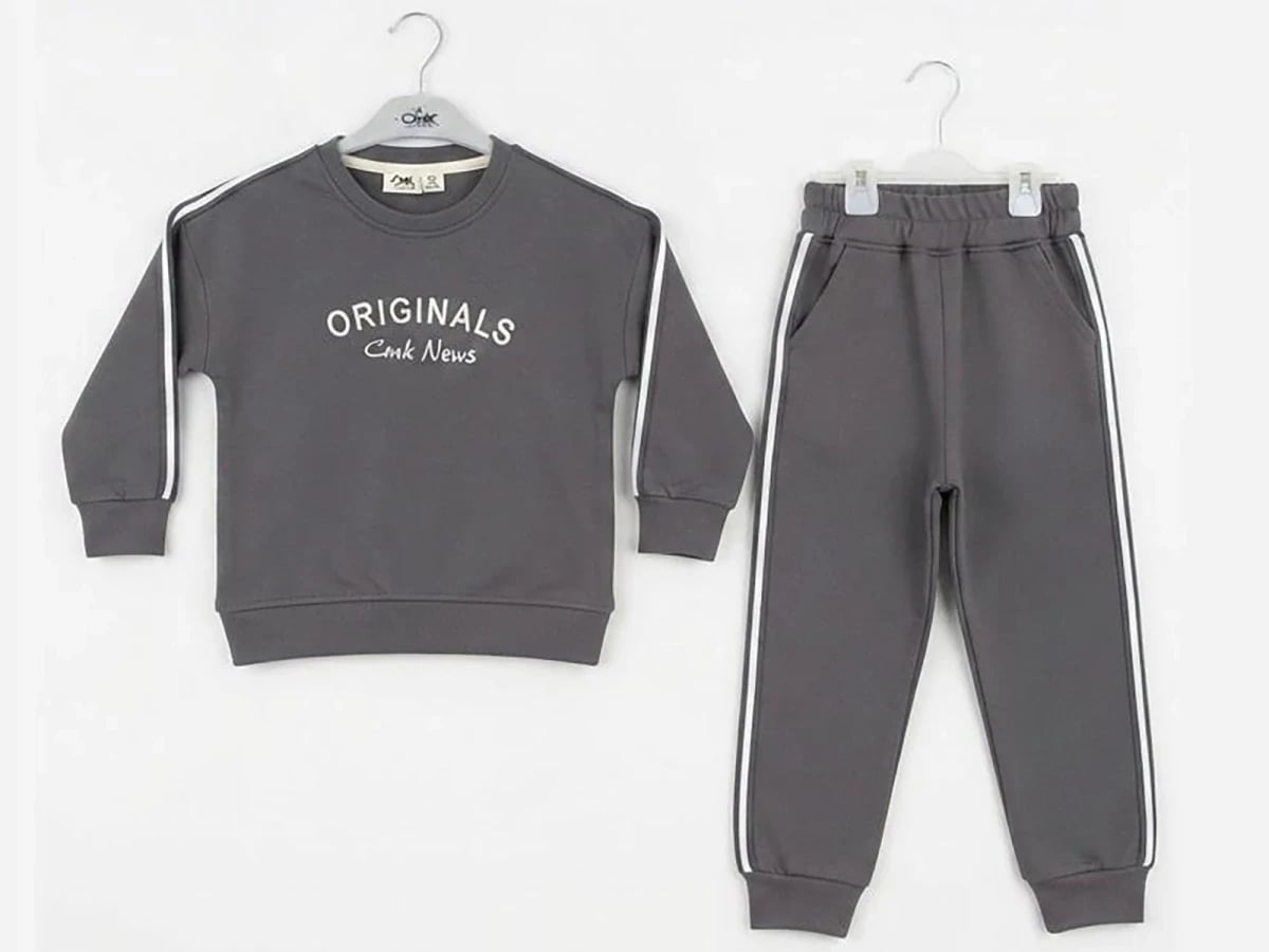 Striped Pattern 3-Thread Brushed Boys' Tracksuit Set - CMK - by Peralane