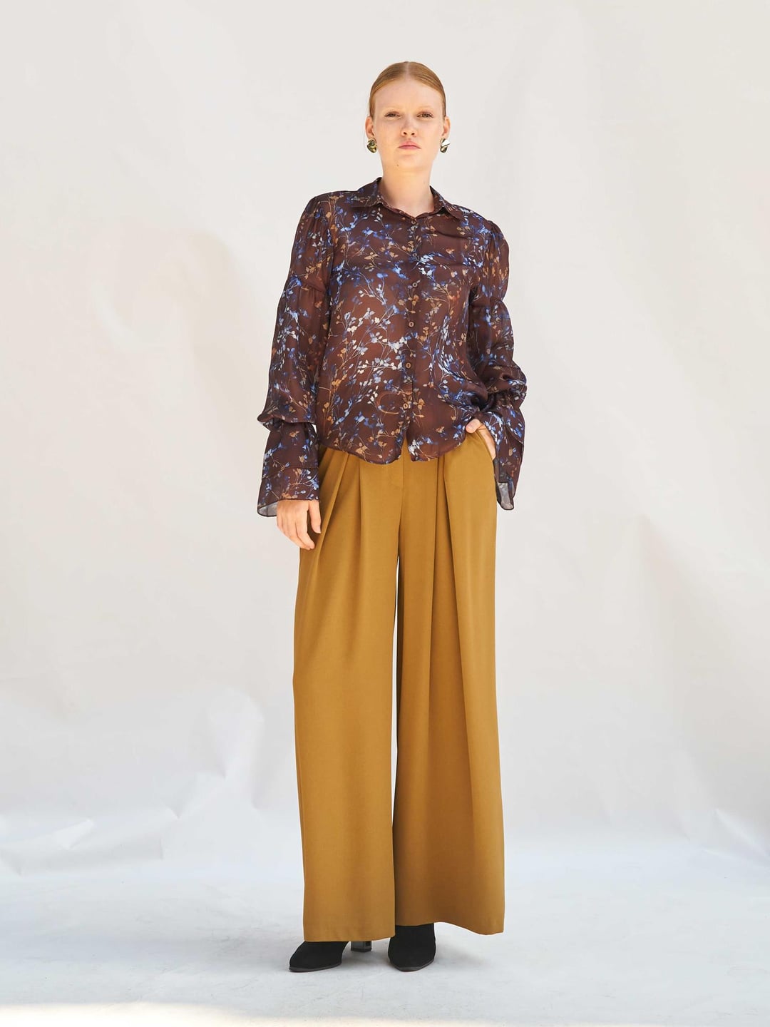 Floral Print Sheer Long-Sleeve Blouse with Ruffled Cuffs - Lefon - by Peralane - photo 4