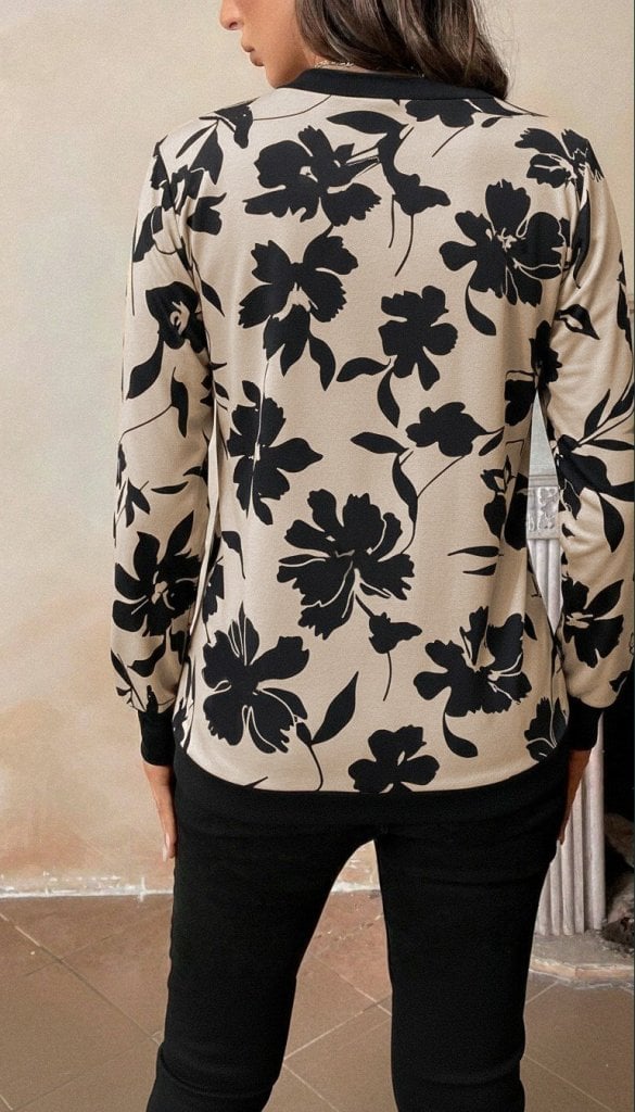 Women's Long Sleeve V-Neck Patterned Suprem Blouse - Janes - by Peralane - photo 2