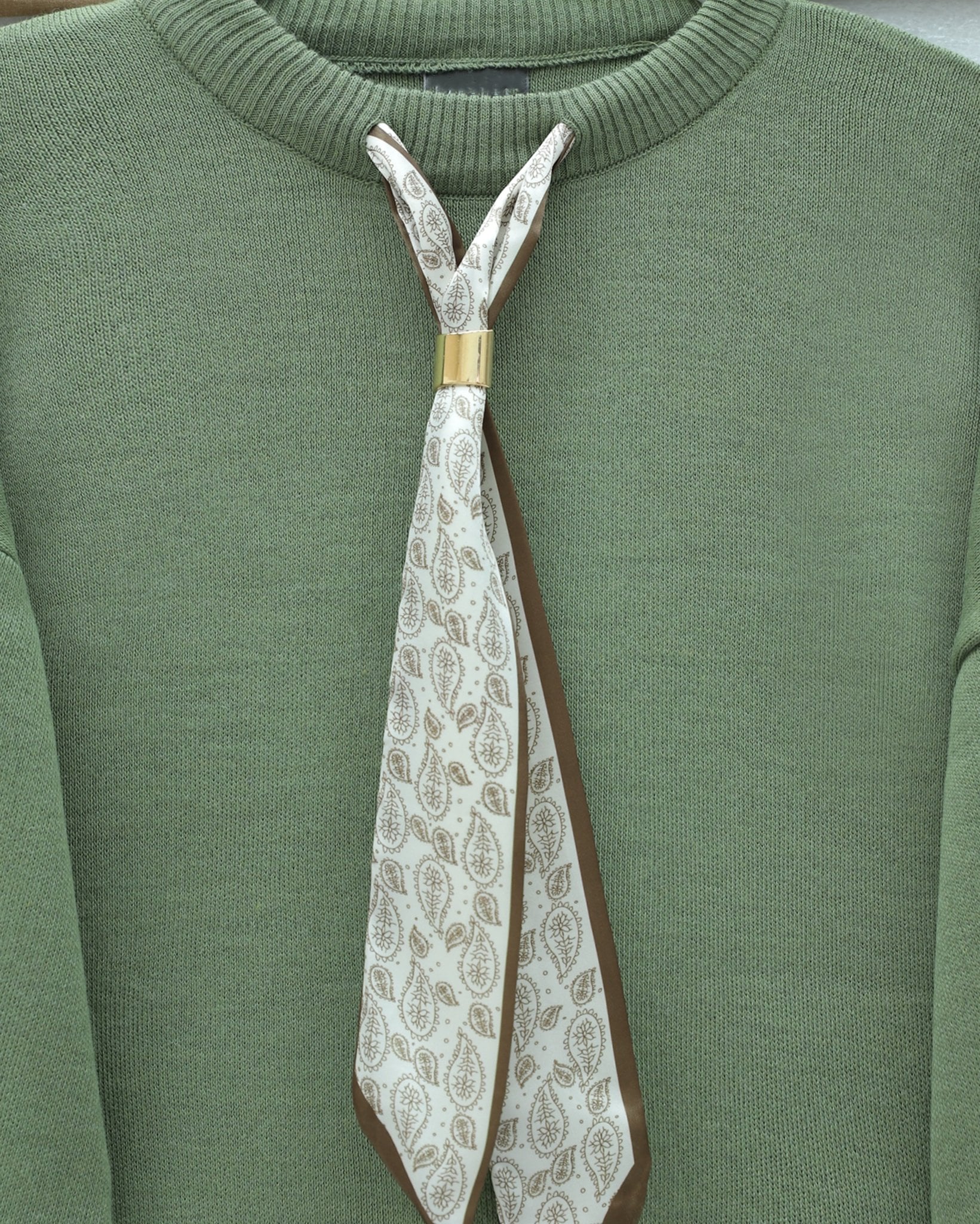 Round Neck Knit Tunic with Scarf - Sage Green - Podyumplus - by Peralane - photo 4