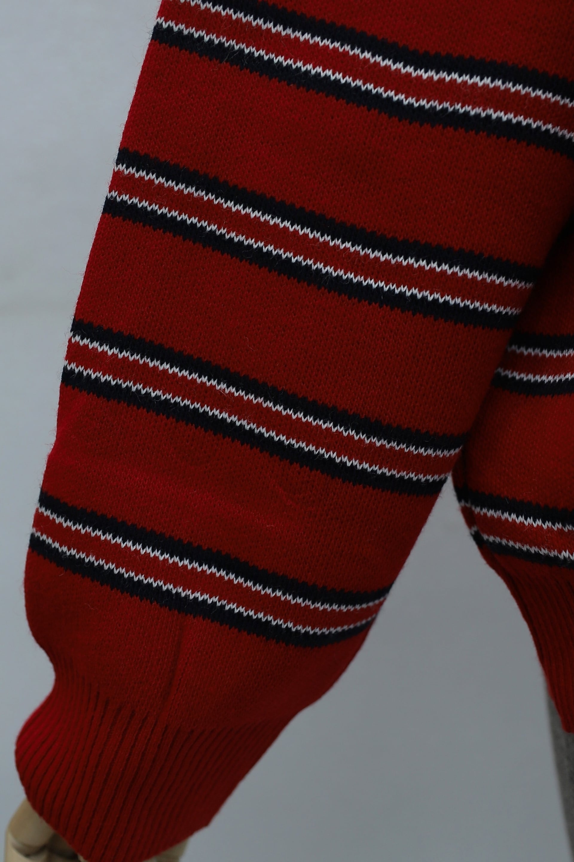 Polo Collar Striped Relaxed Sweater - Red - Podyumplus - by Peralane - photo 6
