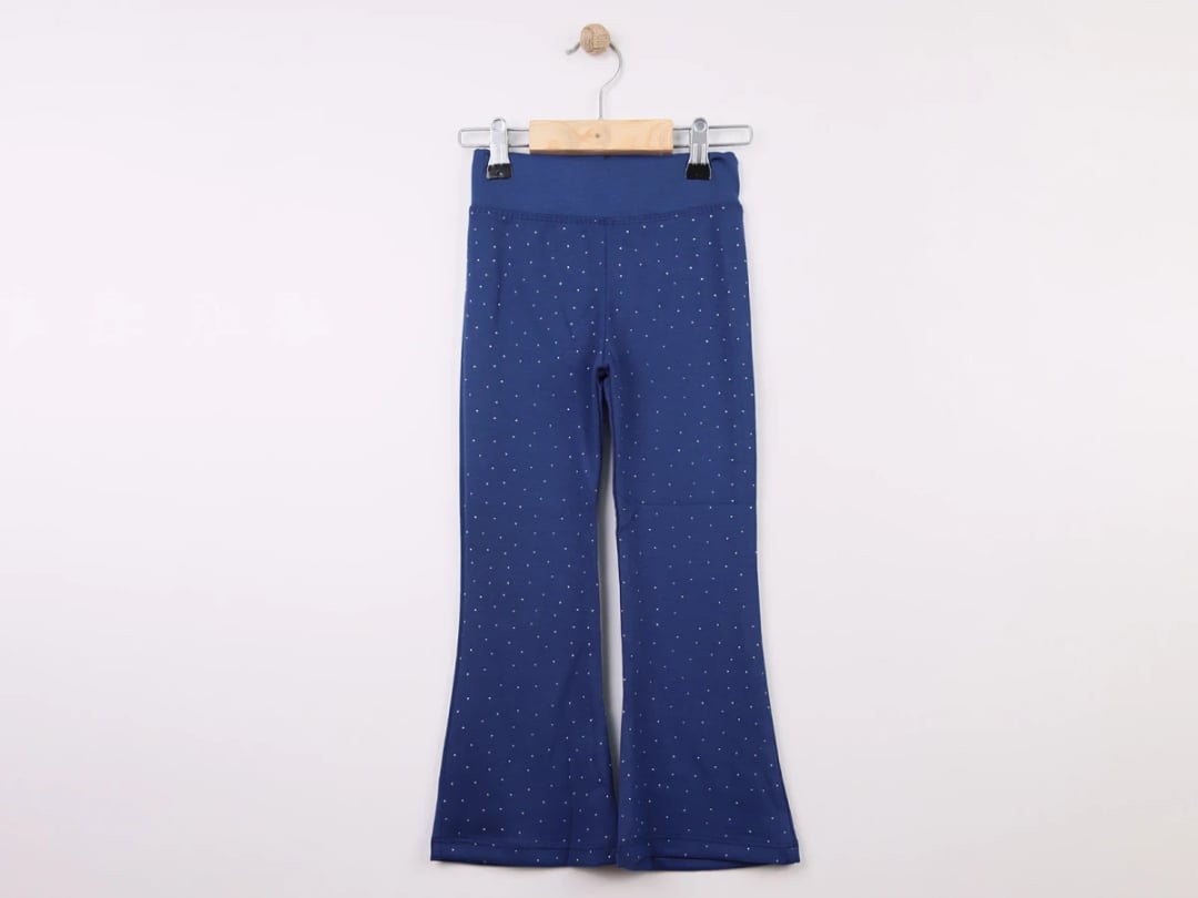 Girls' Flared Leggings with Stone Embroidery - Indigo - Langa - by Peralane
