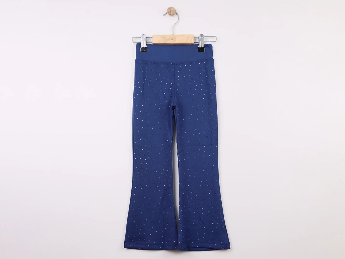 Girls' Flared Leggings with Stone Embroidery - Indigo - Langa - by Peralane