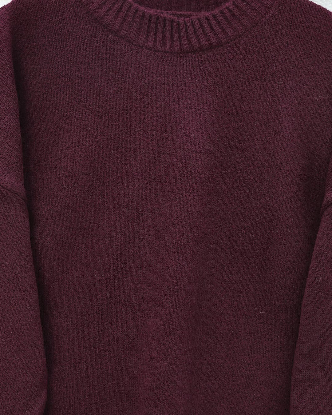 Half-Collar Relaxed Knit Sweater - Bordeaux - Podyumplus - by Peralane - photo 5
