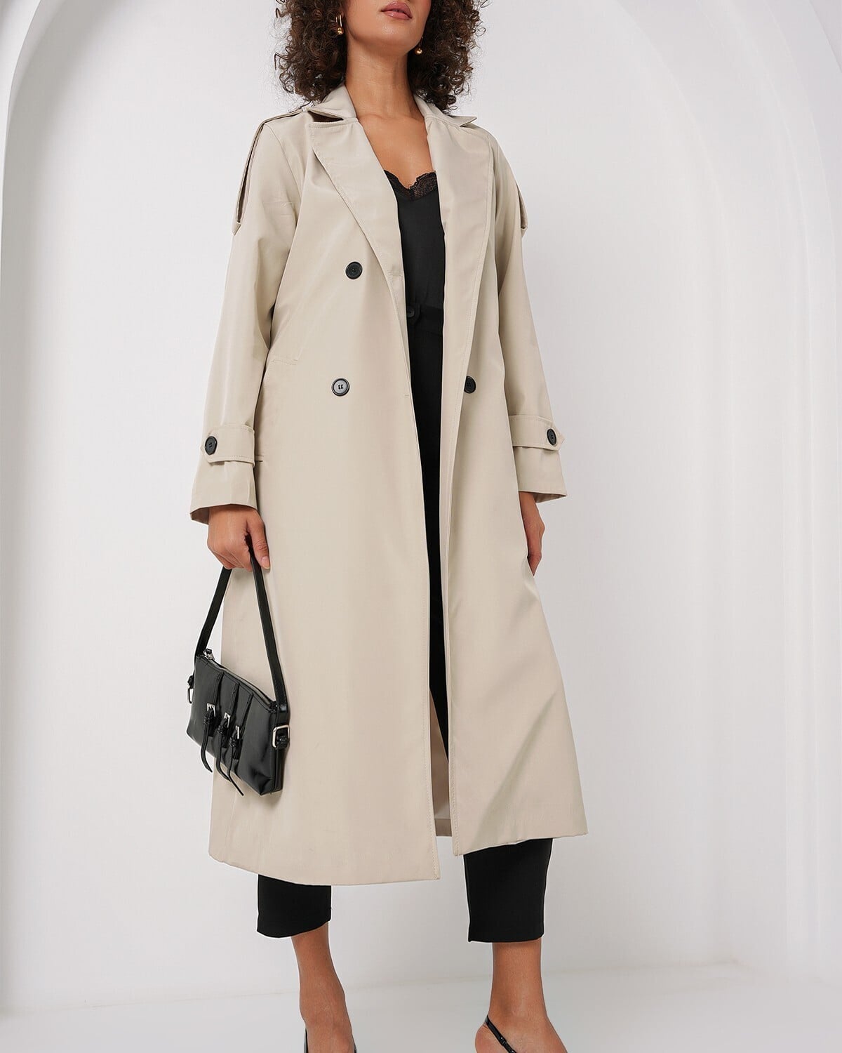 Double-Breasted Long Trench Coat in Light Beige - Bigdart - by Peralane - photo 6