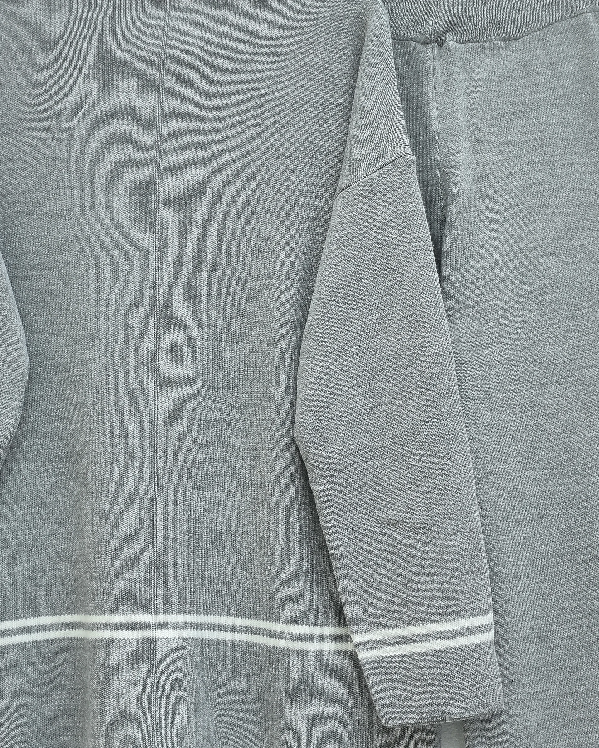 Striped Knit Tunic and Wide-Leg Trouser Set in Grey - Podyumplus - by Peralane - photo 4