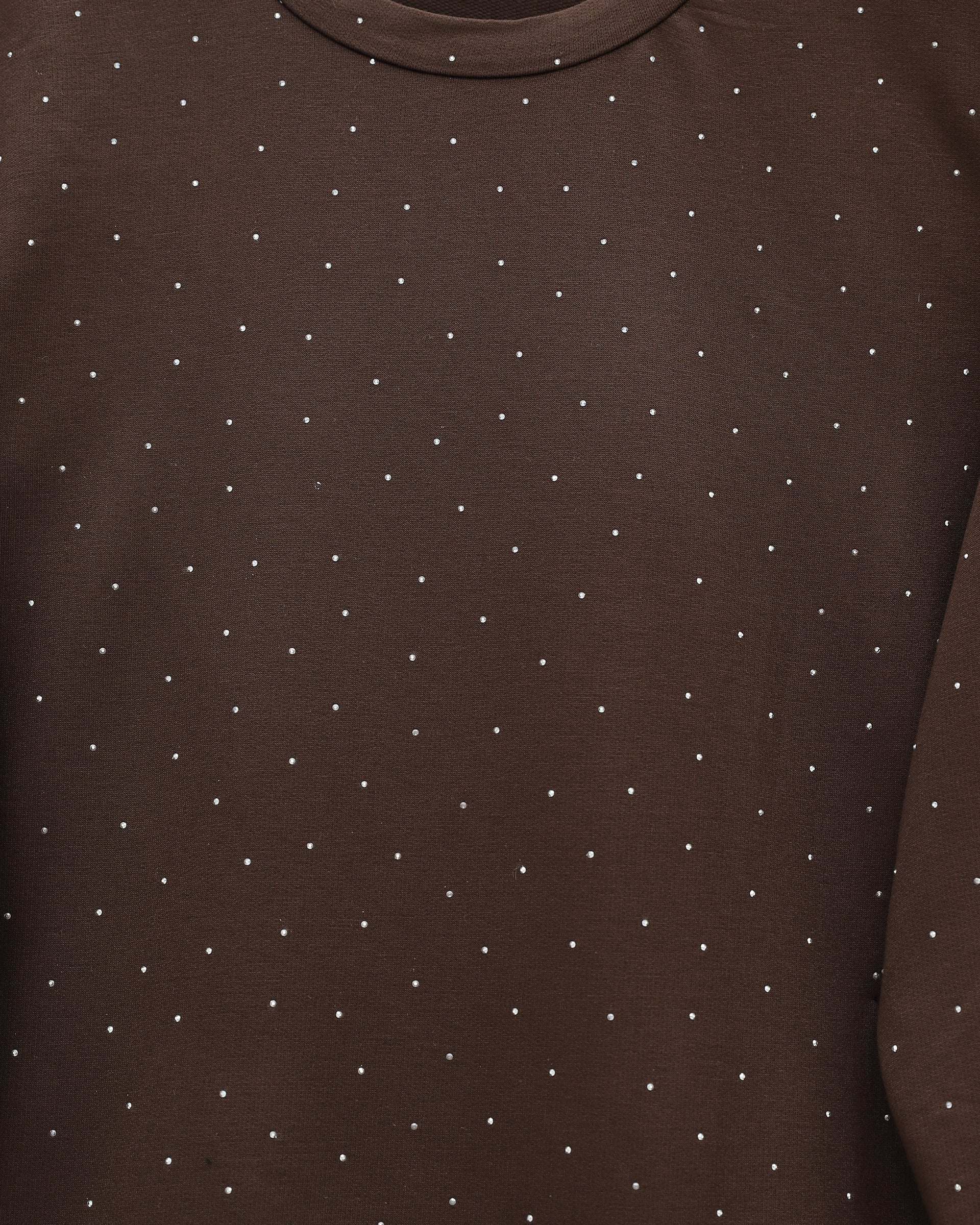 Women's Lounge Set with Long-Sleeve Top and Trousers - Coffee Brown with Dot Print - Podyumplus - by Peralane - photo 4
