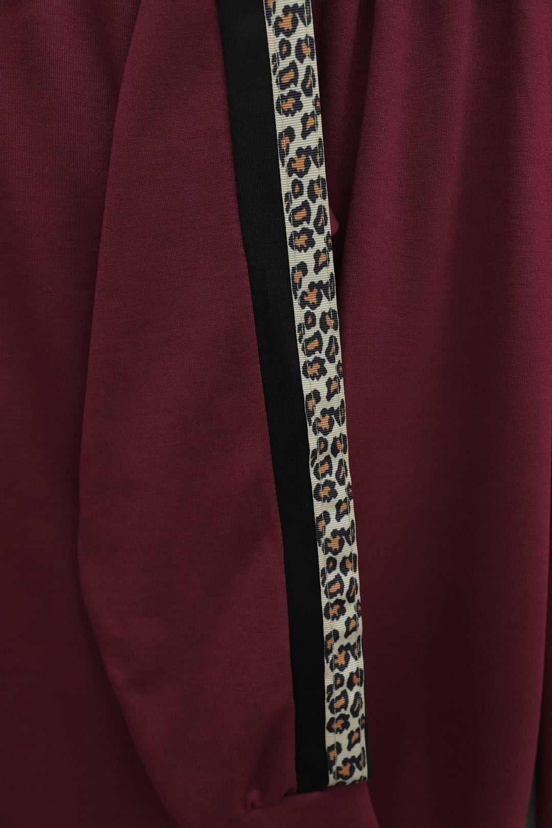 Collared Half-Zip Patterned Side Knit Two-Piece Set - Burgundy - Podyumplus - by Peralane - photo 5