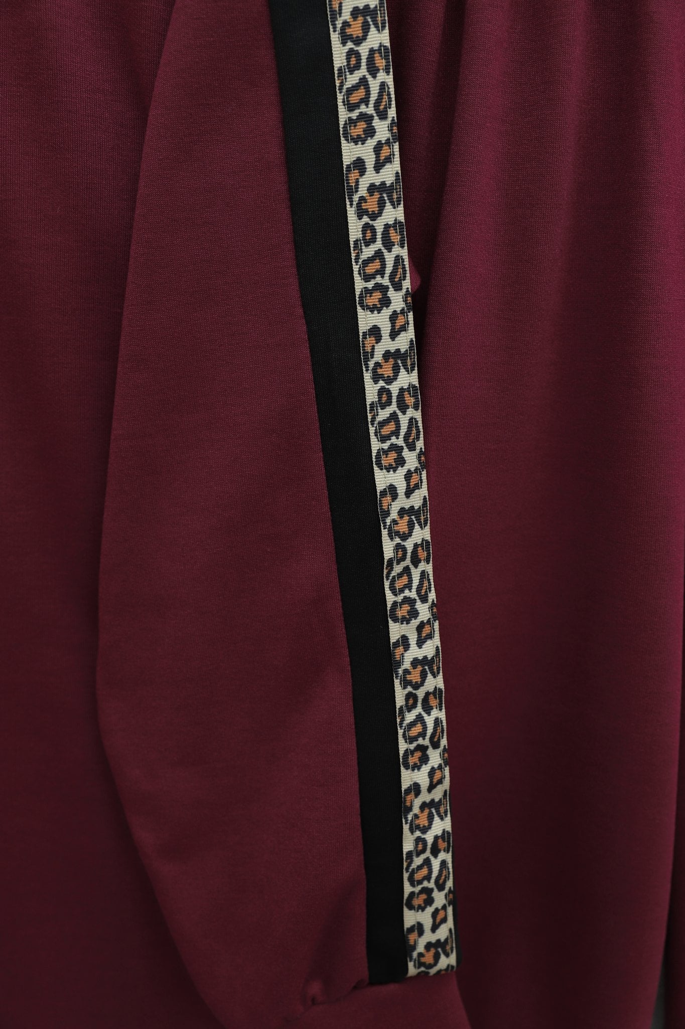 Collared Half-Zip Patterned Side Knit Two-Piece Set - Burgundy - Podyumplus - by Peralane - photo 5