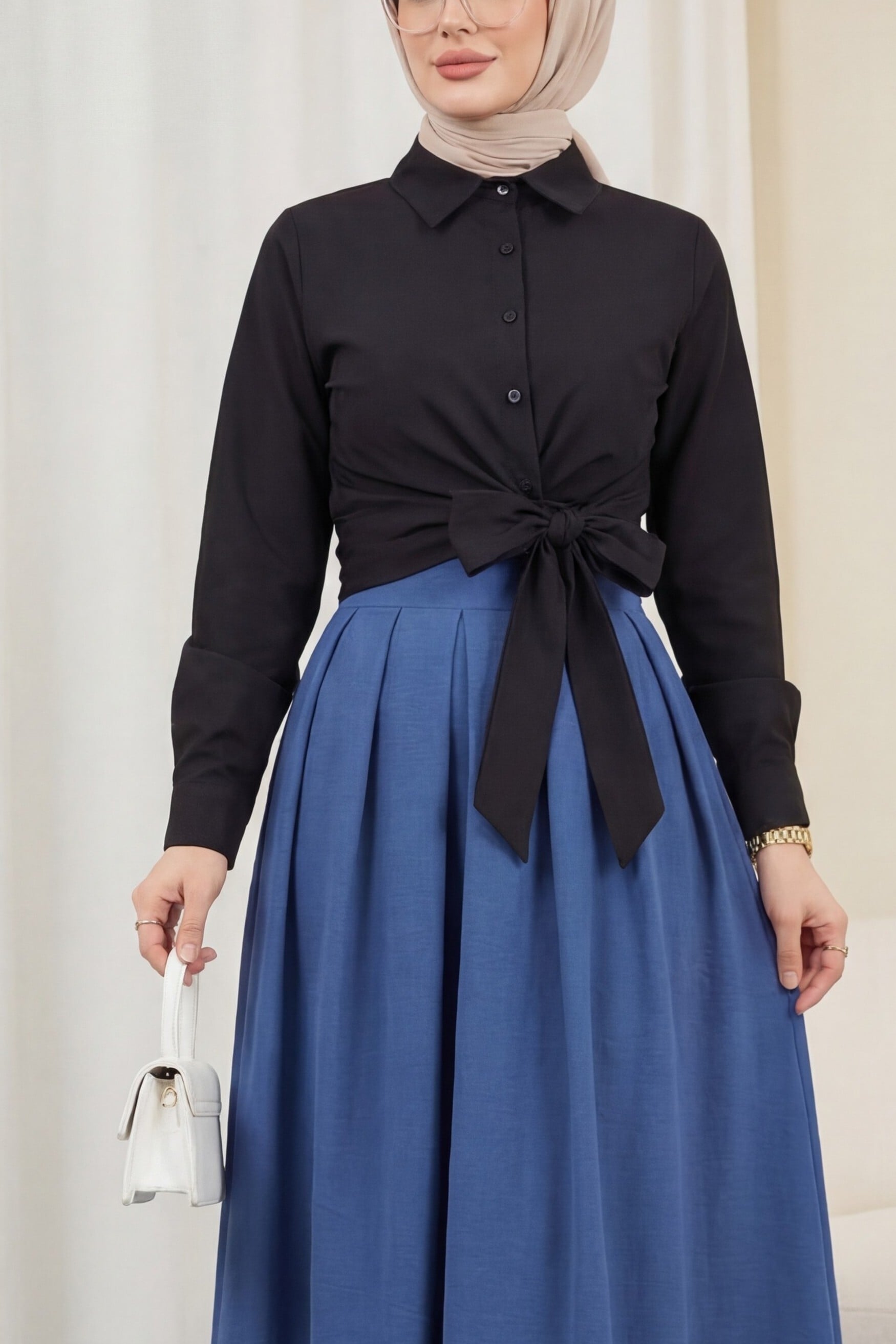Side-Tie Spanish Sleeve Blouse - Black - Podyumplus - by Peralane - photo 6