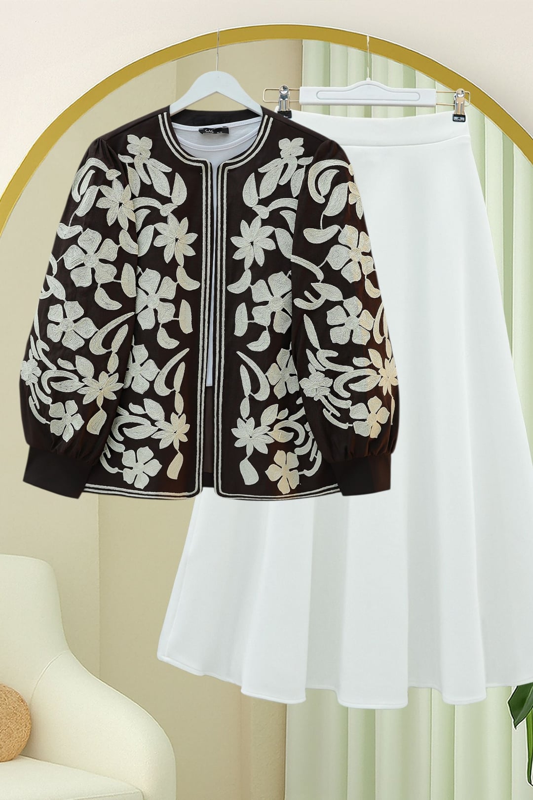 Embroidered Lined Cardigan for Women - Dark Brown - Podyumplus - by Peralane - photo 5