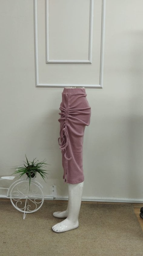 Women's Ribbed Knit Midi Skirt with Drawstring Detail - Janes - by Peralane - photo 6
