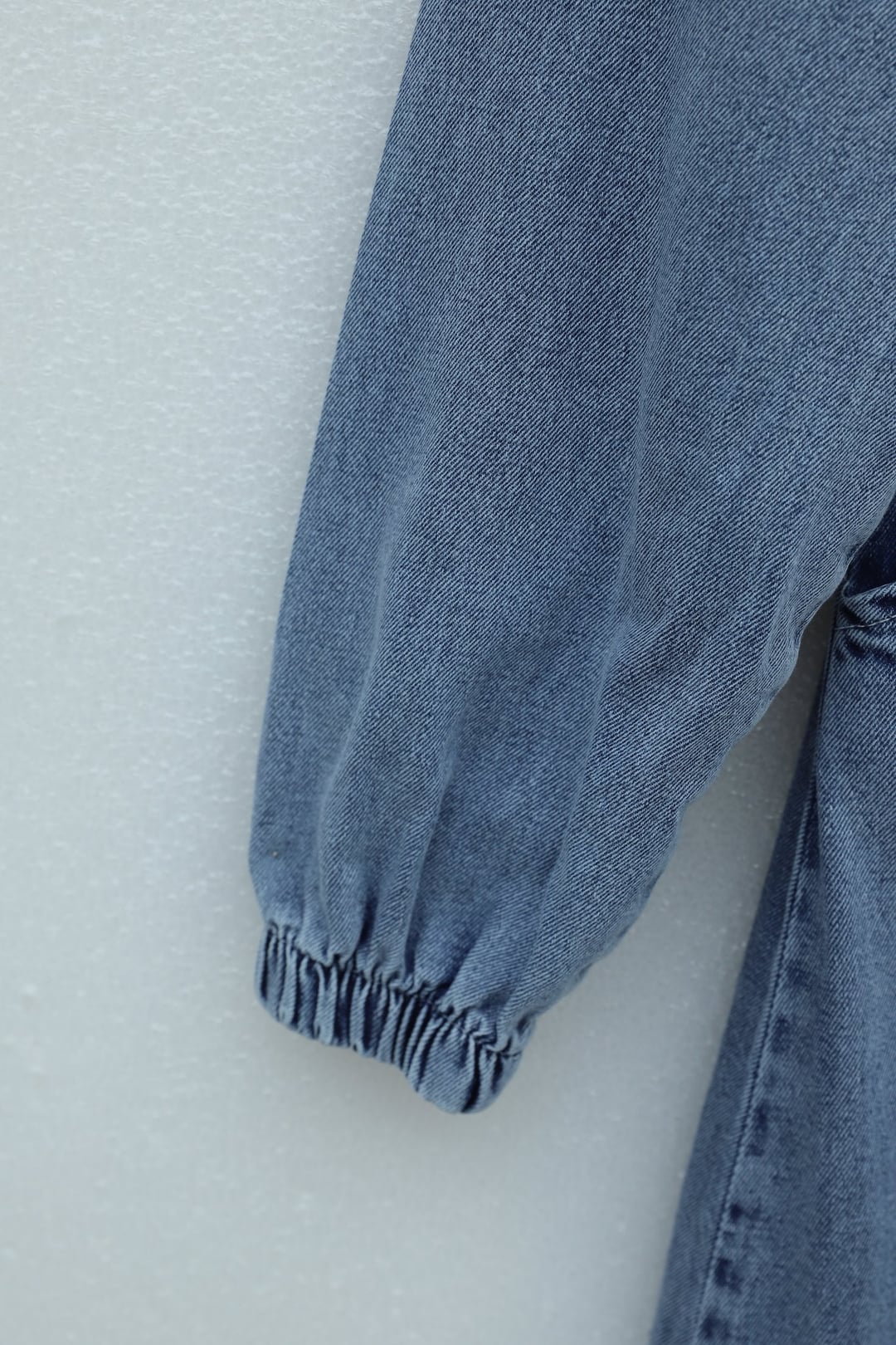 Half Button Elastic Waist Pocket Embroidered Denim Dress - Ice Blue - Podyumplus - by Peralane - photo 5