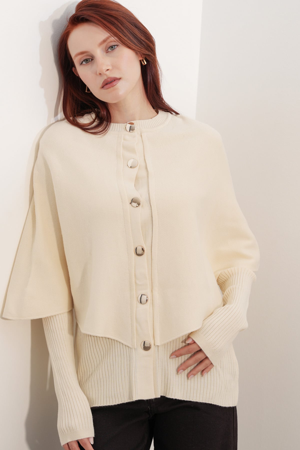 Women's Cream Cape-Style Knit Cardigan - Bigdart - by Peralane - photo 5