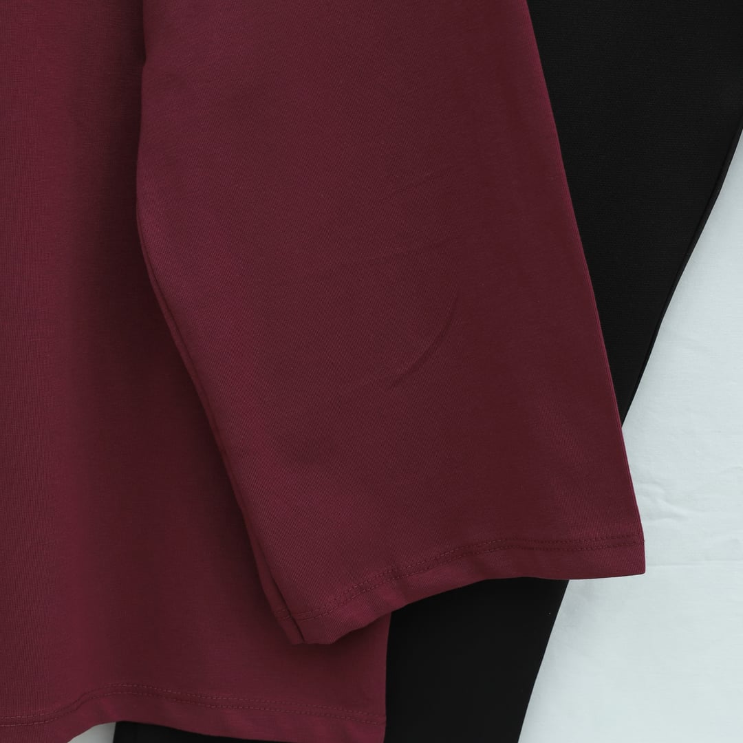Round Neck Slouchy Jersey Tunic - Burgundy - Podyumplus - by Peralane - photo 6
