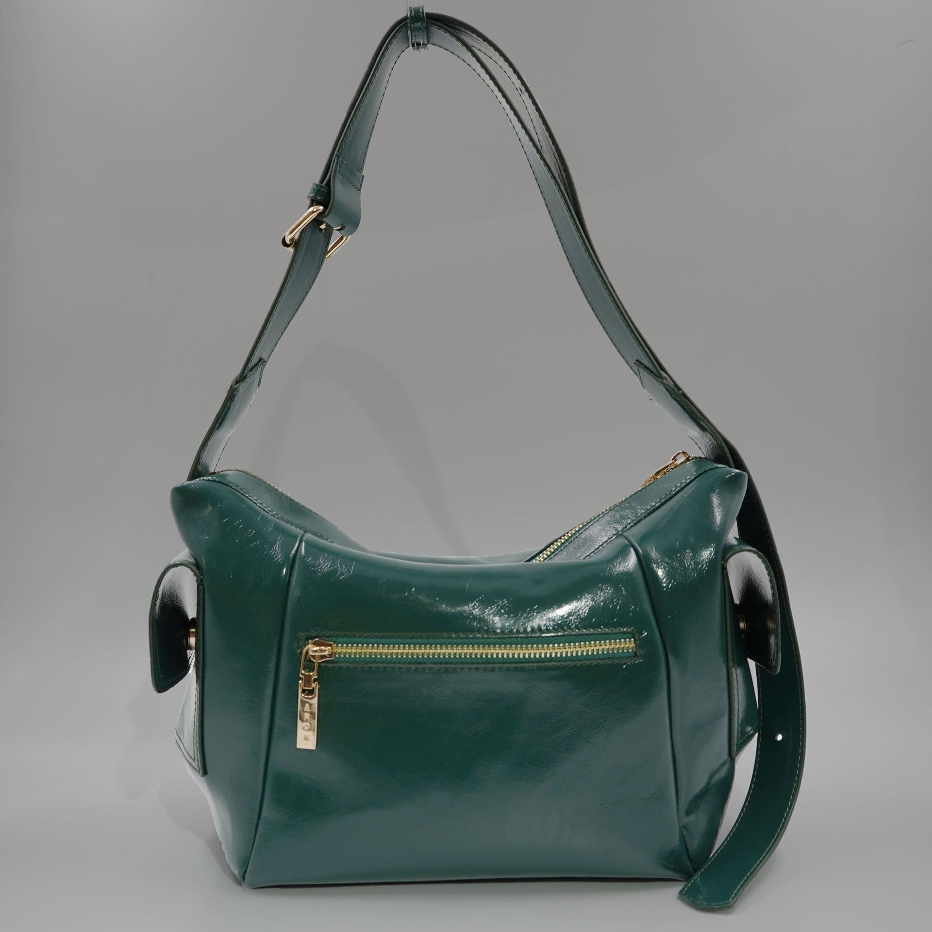Martina Green Crinkled Patent Leather Women's Shoulder and Crossbody Bag 2317 - Aron Atelier - by Peralane - photo 4