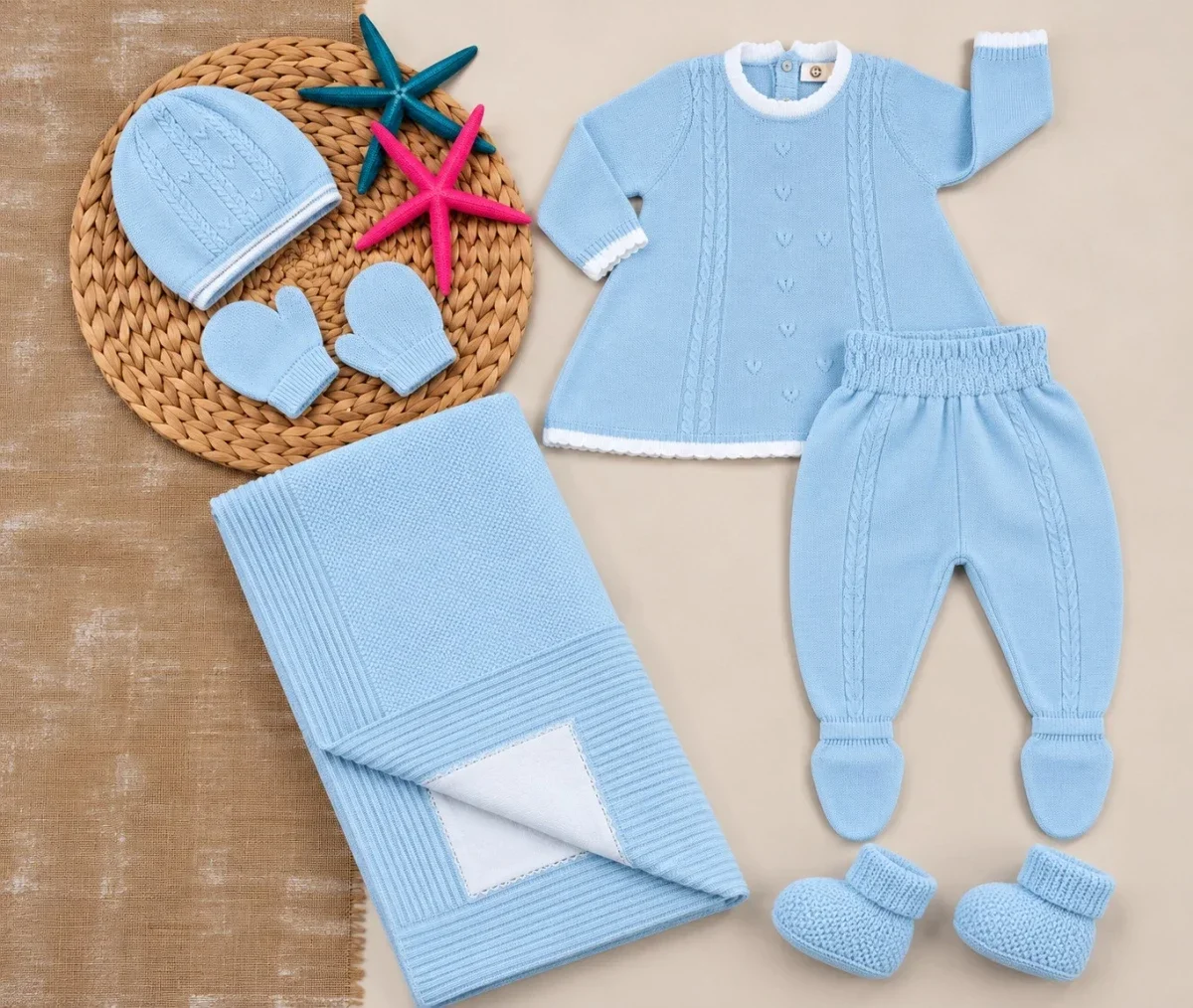 Newborn Knitwear 10-Piece Set in Light Blue - 1201 - Has Bereket - by Peralane
