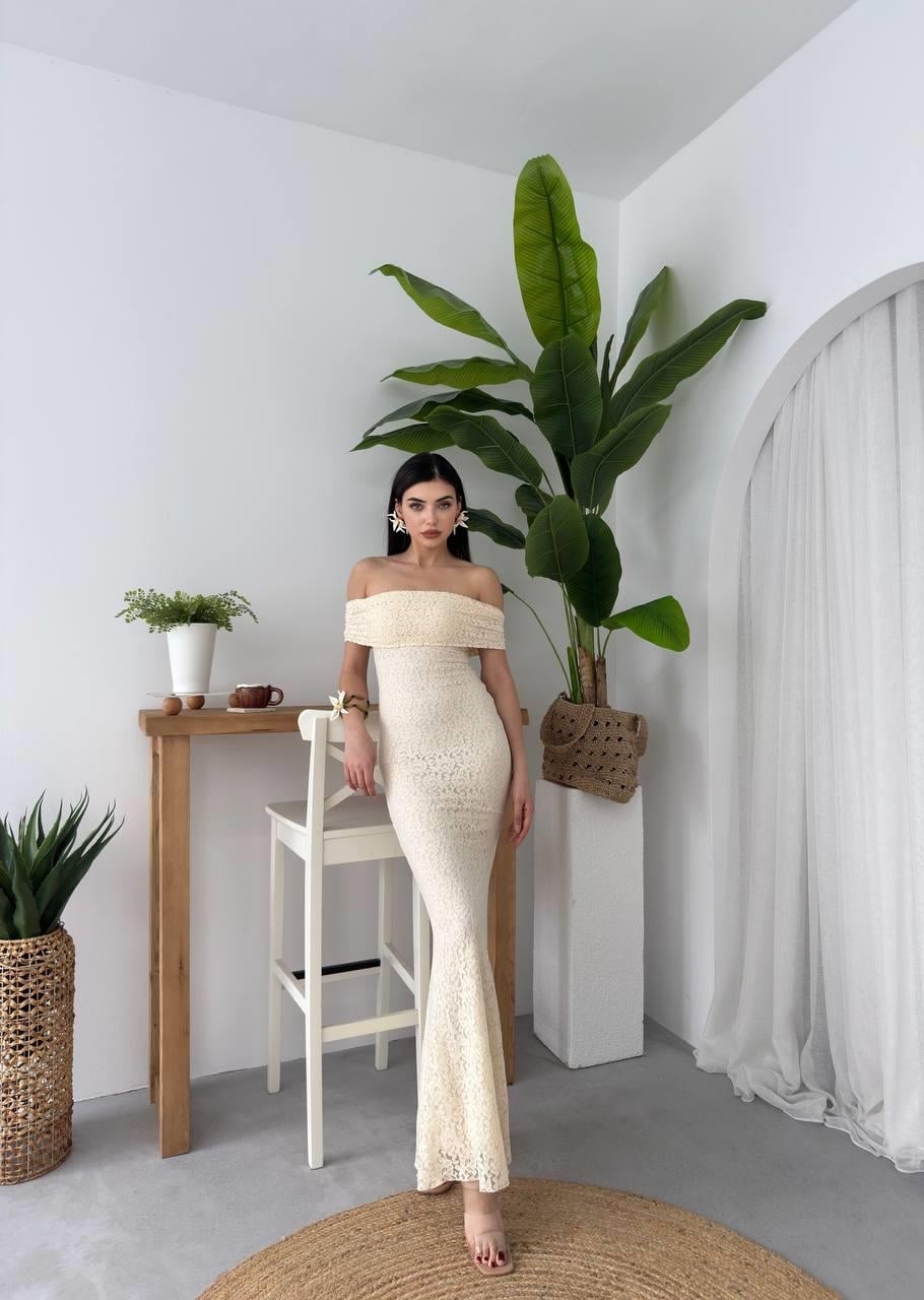Ekru Strapless Lace Dress ETK-00617 - Etika - by Peralane - photo 4